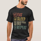 Funny eet Slaapstand bouwt tesla coils reperetro v T-shirt (Voorkant)