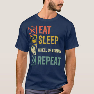 Funny eet-slaapwiel Fortune repeat retro vint T-shirt
