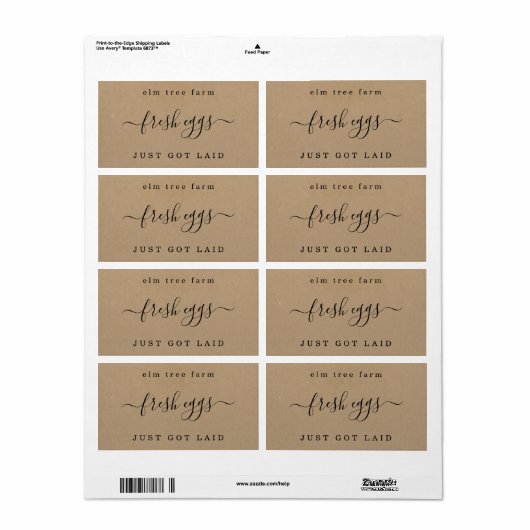 Funny Egg Carton Label - net gelekt - Kraft (Full Sheet)