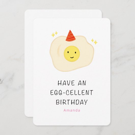Funny Egg-cellent Verjaardag Kaart (Voorkant / Achterkant)