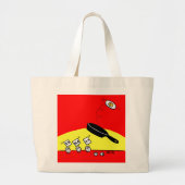 Funny Egg Gymnastics Cartoon Art Red en Yellow Grote Tote Bag (Voorkant)