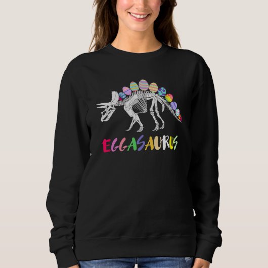 Funny Eggasaurus Stegosaurus Egg Dinosaur Happy Ea Trui (Voorkant)