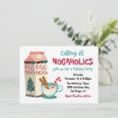 Funny Eggnog Nogaholics kerstcocktail Party Kaart (Staand voorkant)