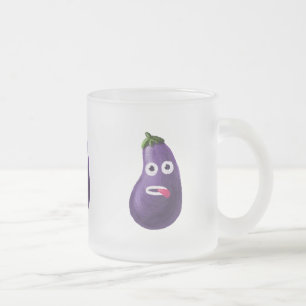 Funny Eggplant Cartoon Character Cute Vegetable Matglas Koffiemok