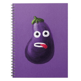 Funny Eggplant Cartoon Character Cute Vegetable Notitieboek