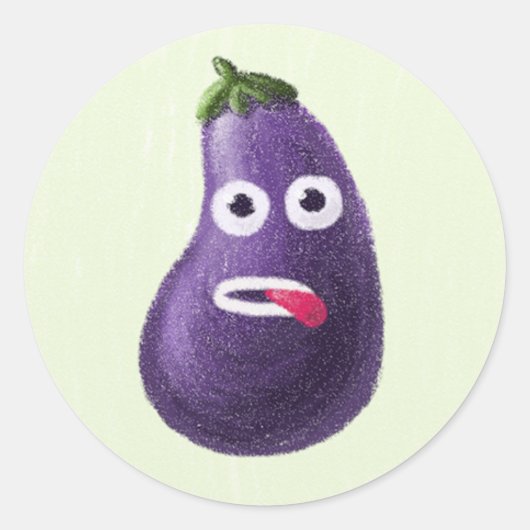 Funny Eggplant Cartoon Character Cute Vegetable Ronde Sticker (Voorkant)