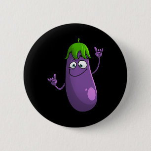 Funny Eggplant Design voor dames en heren, vruchte Ronde Button 5,7 Cm