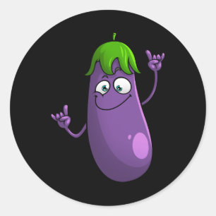Funny Eggplant Design voor dames en heren, vruchte Ronde Sticker