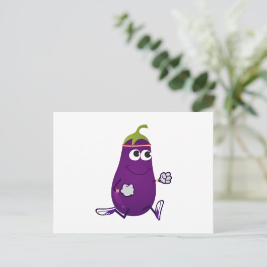 Funny Eggplant Runner Briefkaart (Staand voorkant)