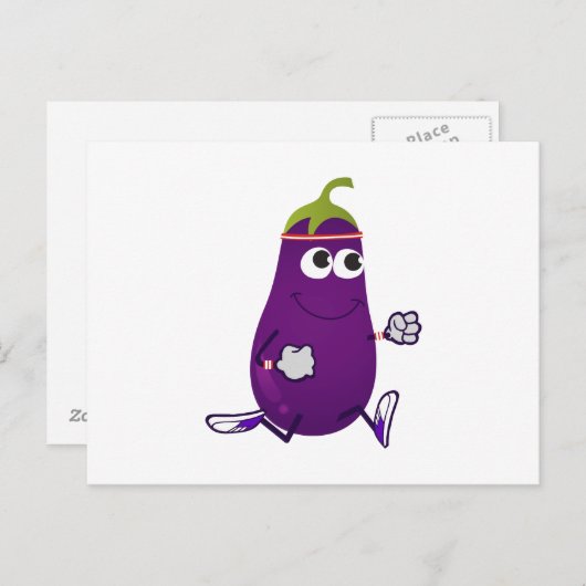 Funny Eggplant Runner Briefkaart (Voorkant / Achterkant)