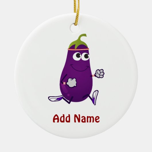Funny Eggplant Runner Keramisch Ornament (Voorkant)