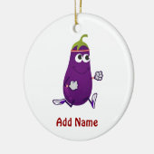Funny Eggplant Runner Keramisch Ornament (Links)