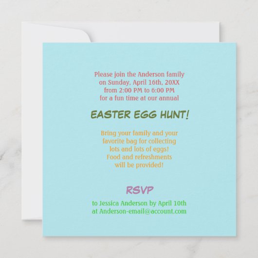 Funny Eggreferred Easter Egg Hunt Kinder Partij Kaart (Achterkant)