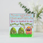 Funny Eggreferred Easter Egg Hunt Party Kaart (Staand voorkant)