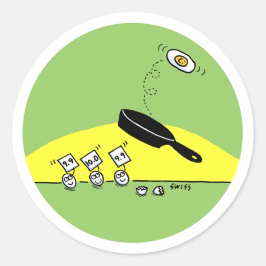 Funny Eggs Watch Egg Doing Gymnastics Cartoon Ronde Sticker (Voorkant)