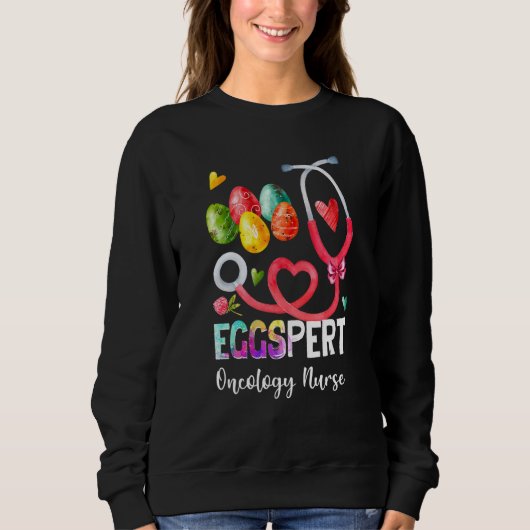 Funny Eggspert Oncology Nurse Bunny Stethoscope Ea Trui (Voorkant)