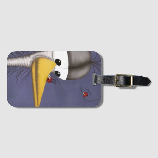 Funny Egret Cartoon Bagagelabel (Voorkant (horizontaal))