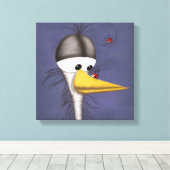 Funny Egret Cartoon Canvas Afdruk (Insitu (Houten vloer))