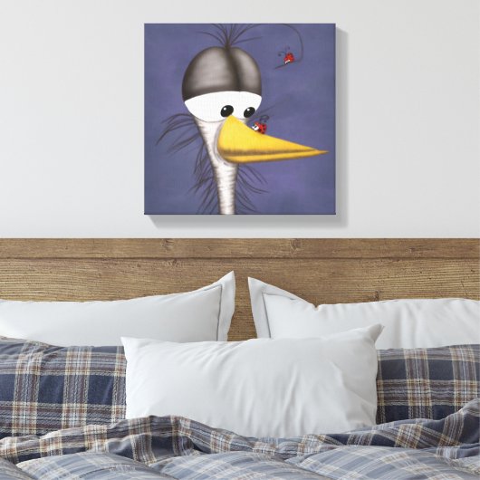 Funny Egret Cartoon Canvas Afdruk (Insitu (Slaapkamer))