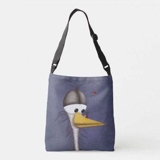 Funny Egret Cartoon Crossbody Tas (Achterkant)