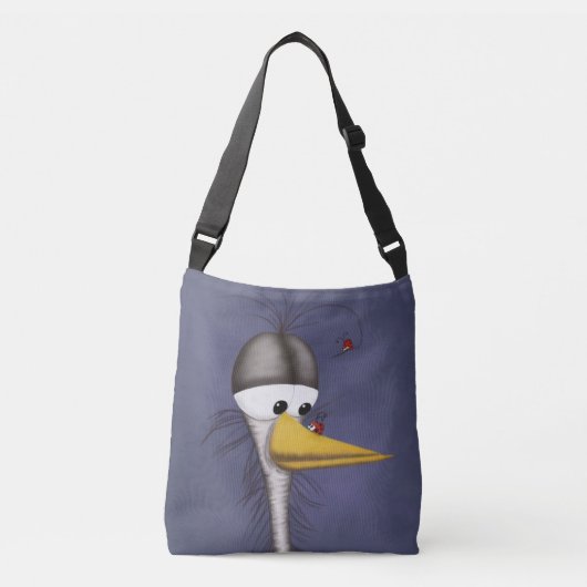 Funny Egret Cartoon Crossbody Tas (Voorkant)