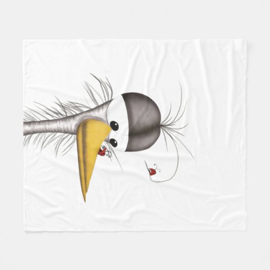 Funny Egret Cartoon Fleece Deken (Voorkant (Horizontaal))