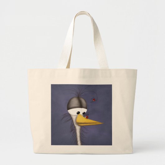 Funny Egret Cartoon Grote Tote Bag (Voorkant)