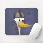 Funny Egret Cartoon Muismat (Met muis)