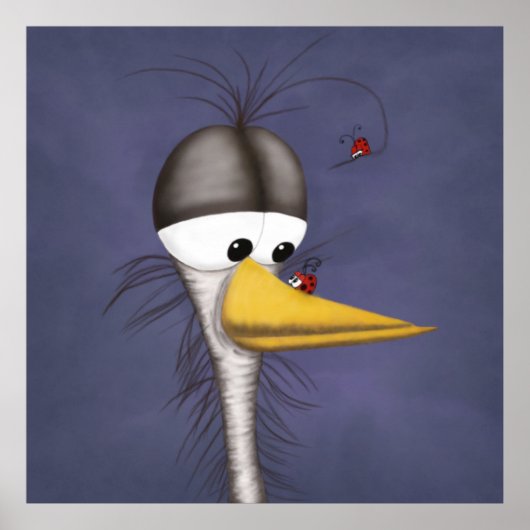 Funny Egret Cartoon Poster (Voorkant)