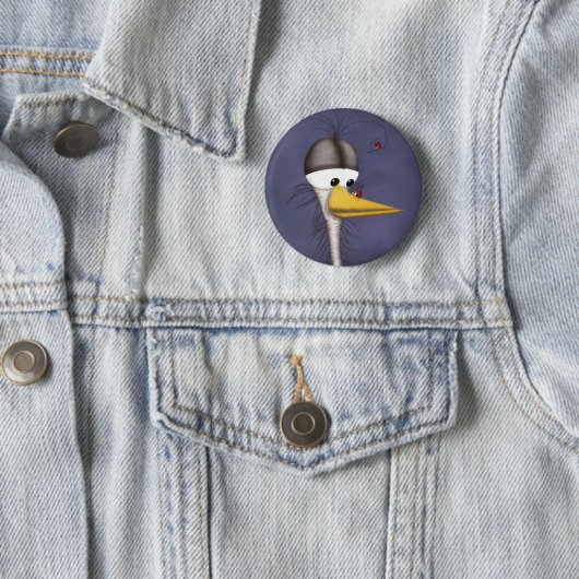 Funny Egret Cartoon Ronde Button 5,7 Cm (In situ)