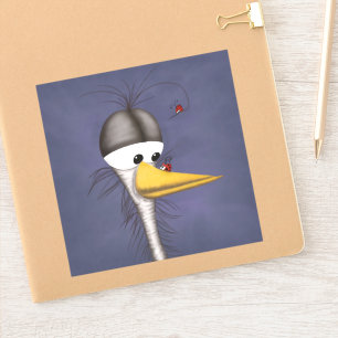 Funny Egret Cartoon Sticker