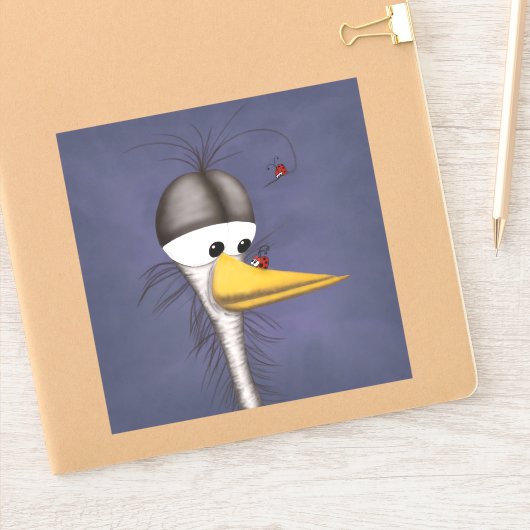 Funny Egret Cartoon Sticker (Notitieboek)