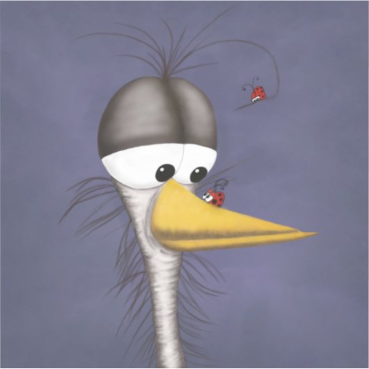 Funny Egret Cartoon Sticker (Voorkant)