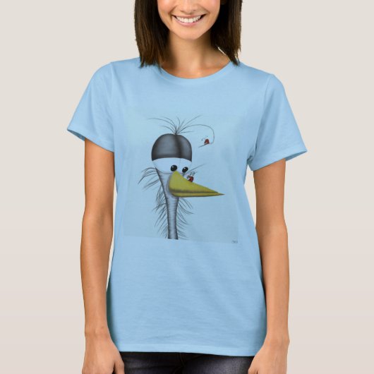 Funny Egret Cartoon T-shirt (Voorkant)