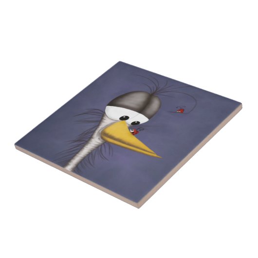 Funny Egret Cartoon Tegeltje (Zijkant)