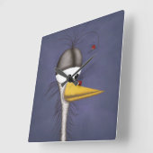 Funny Egret Cartoon Vierkante Klok (Hoek)
