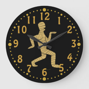 Funny Egyptian Mummy Halloween Custom Clock w/Mins Grote Klok