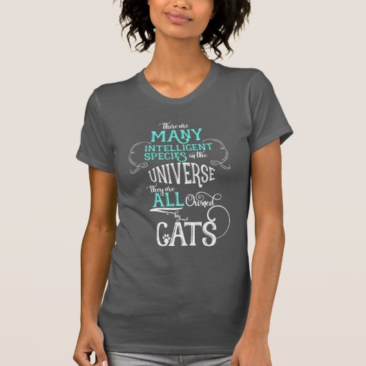 Funny Eigendom van Cats Cat Lover Aqua en White DA T-shirt (Voorkant)