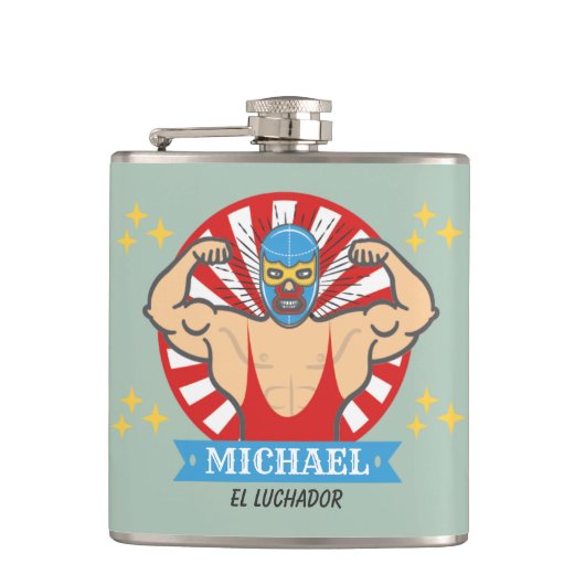 Funny El Luchador Mexican Lucha Libre Tequila Heupfles (Voorkant)