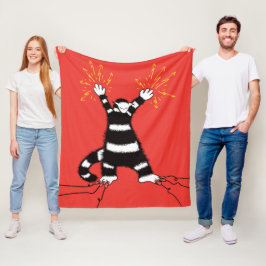 Funny Electric Cat Character High Voltage Fleece Deken
