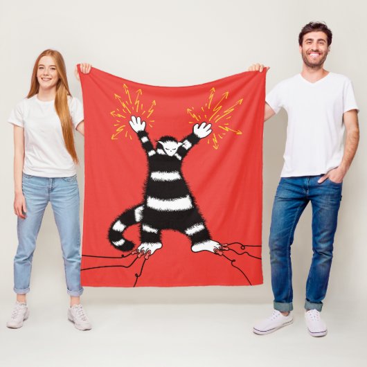 Funny Electric Cat Character High Voltage Fleece Deken (In situ)