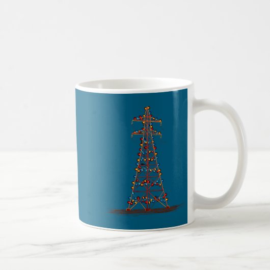 Funny Electric Pylon Christmas Graphics Lights Lov Koffiemok (Rechts)