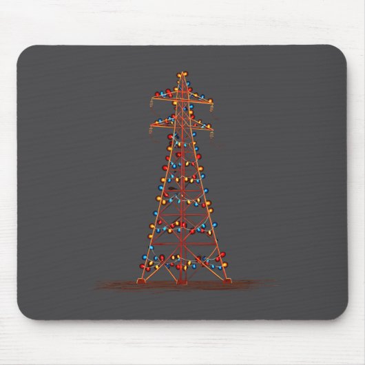 Funny Electric Pylon Christmas Graphics Lights Lov Muismat (Voorkant)