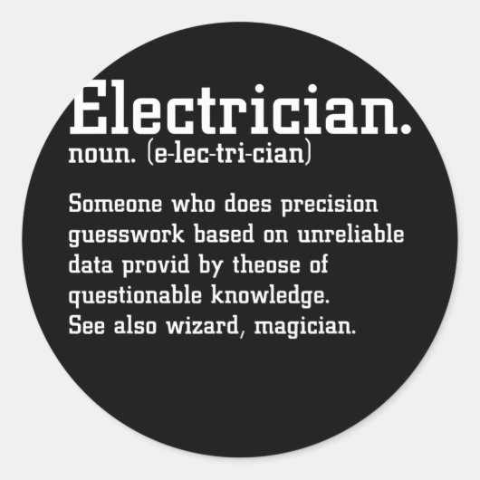 Funny Electricational Definition Electric Cable Ronde Sticker (Voorkant)