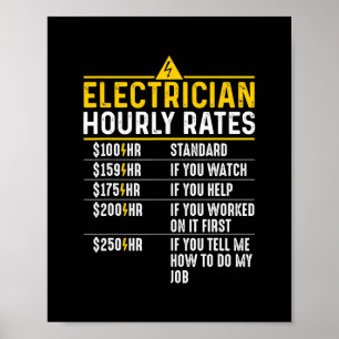 Funny Electrice Hourly Rates Lineman Gift voor Poster
