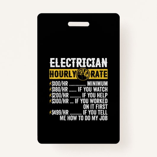 Funny Electricia Apparel, Mannen met een uurtarief Badge (Voorkant)