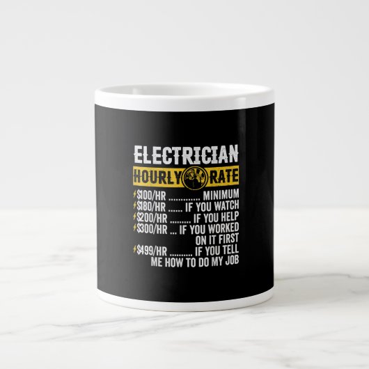 Funny Electricia Apparel, Mannen met een uurtarief Grote Koffiekop (Voorkant)