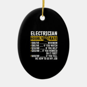 Funny Electricia Apparel, Mannen met een uurtarief Keramisch Ornament