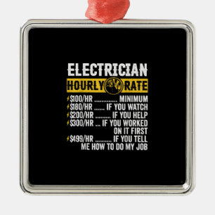 Funny Electricia Apparel, Mannen met een uurtarief Metalen Ornament