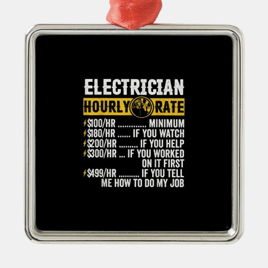 Funny Electricia Apparel, Mannen met een uurtarief Metalen Ornament (Voorkant)